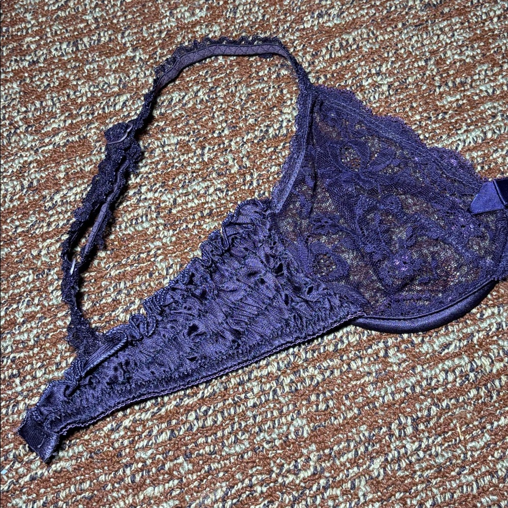 Victorias Secret Bra Vintage sheer purple unlined gold label delicate lace bra - Picture 10 of 13